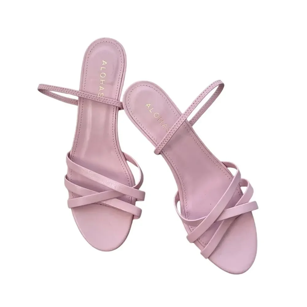 Alohas Wasabi Kitten Heel Sandal - Pink - Size 9